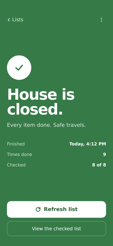 The completion screen with a Refresh button